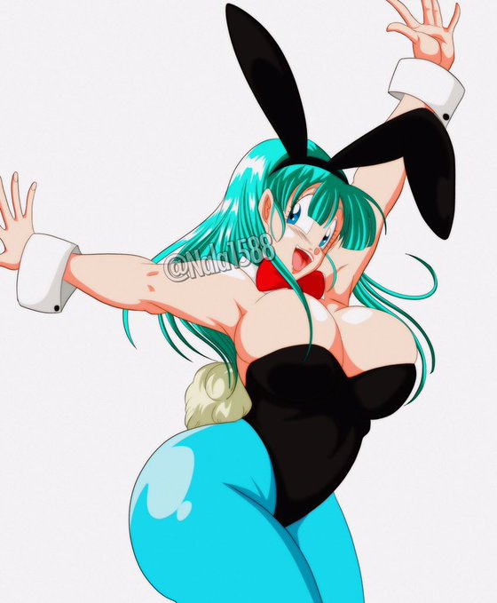 1girls, ass, barely contained, barely contained breasts, barely fits, blue pantyhose, breasts, breasts too big, bulma (bunny), bulma briefs, bunny ears, bunny girl, bunny tail, bunnysuit, bursting breasts, cleavage, dragon ball, dragon ball (classic), female, huge breasts, imminent wardrobe malfunction, nala1588, playboy bunny, shounen jump, solo, solo female, teenager, tight clothing, tight fit, too tight, undersized clothes, undersized clothing, wide hips, wrist cuffs