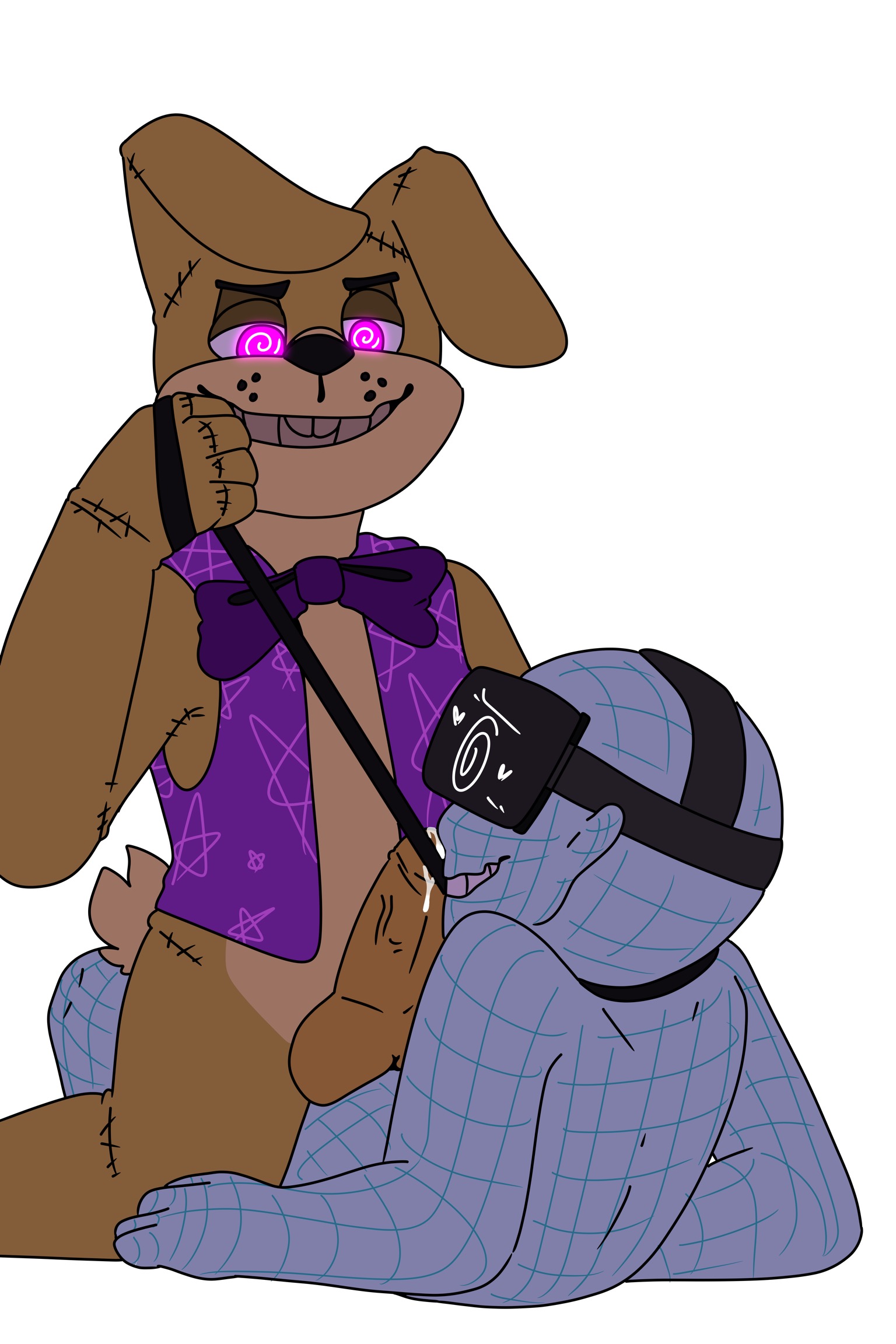 five nights at freddy's, five nights at freddy's: help wanted, glitchtrap, leash, male, male only, male/male, mind control, starzii, tech control, vr headset