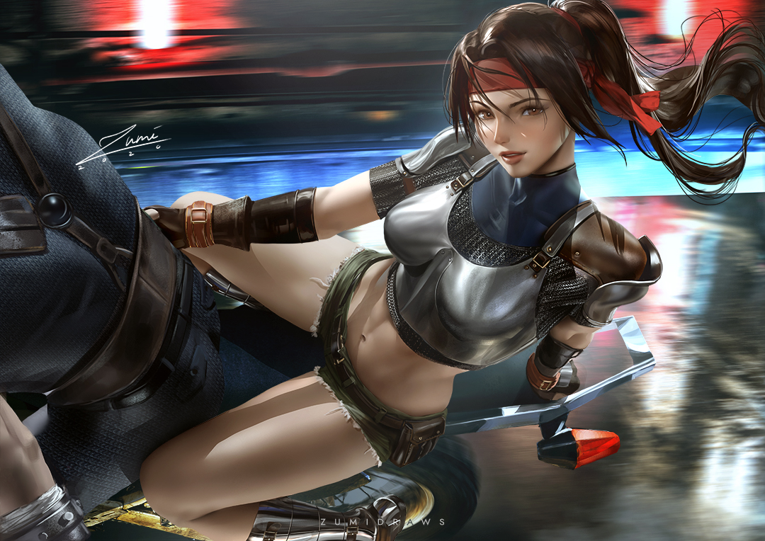 1girls, big breasts, breasts, cleavage, female, final fantasy, final fantasy vii, jessie rasberry, large breasts, looking at viewer, solo focus, zumi