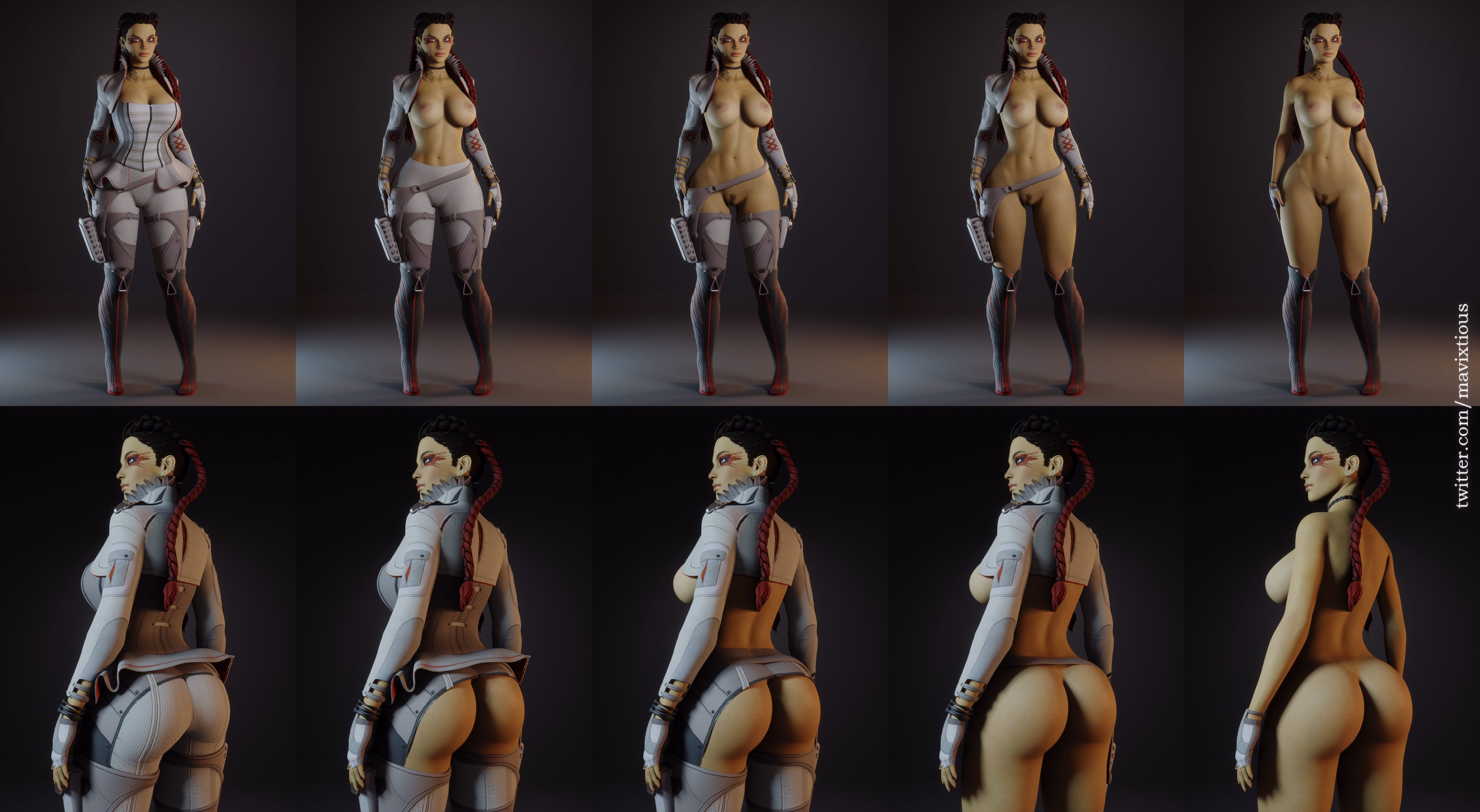 1girls, 3d, apex legends, areolae, ass, big ass, big breasts, blender, breasts, female, female only, huge ass, large breasts, loba (apex legends), mavixtious, naked boots, naked footwear, naked with shoes on, nipples, nude, pussy, respawn entertainment, sci-fi, science fiction, scifi, solo, solo female