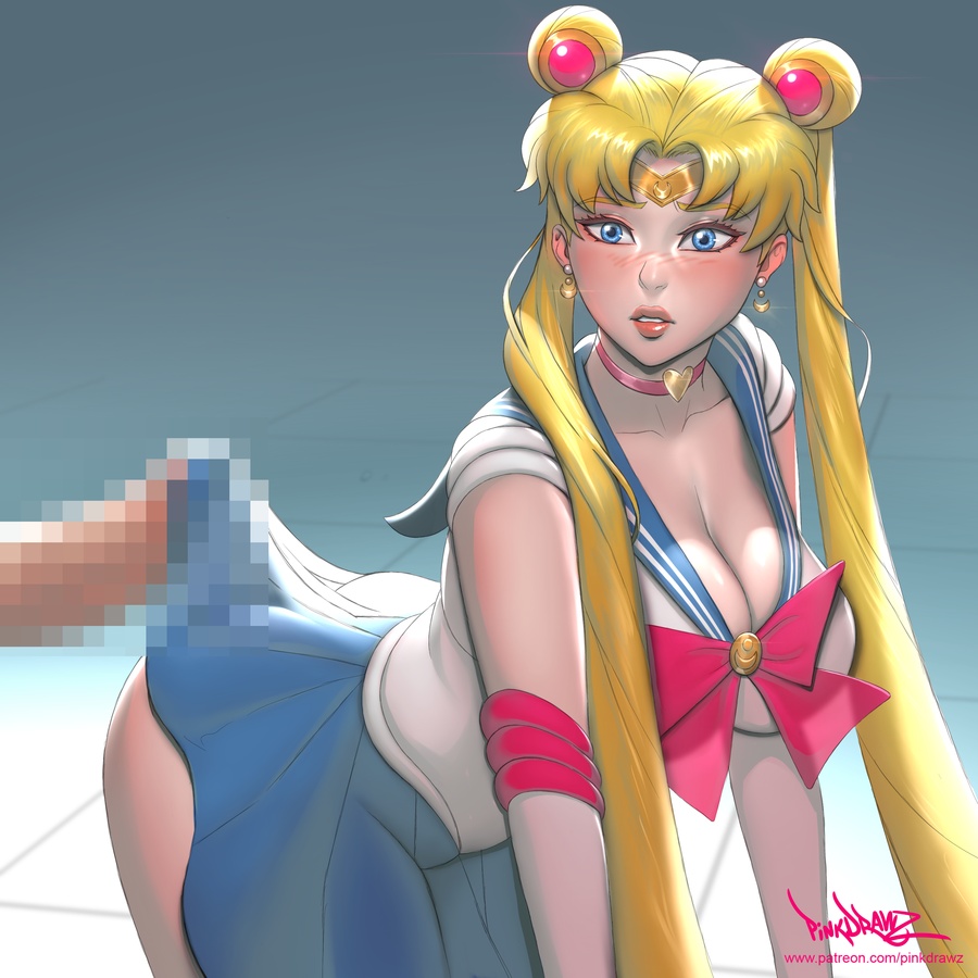 1boy 1girls 2020 big_ass big_breasts big_penis bishoujo_senshi_sailor_moon blonde_hair blue_eyes blue_skirt blush breasts censored cleavage clothed clothing earrings embarrassed erect_penis erection female female_focus large_breasts light-skinned_female looking_at_viewer male meme penis pinkdrawz red_lips sailor_fuku sailor_moon sailor_moon_redraw_challenge skirt skirt_lift solo_focus twintails usagi_tsukino