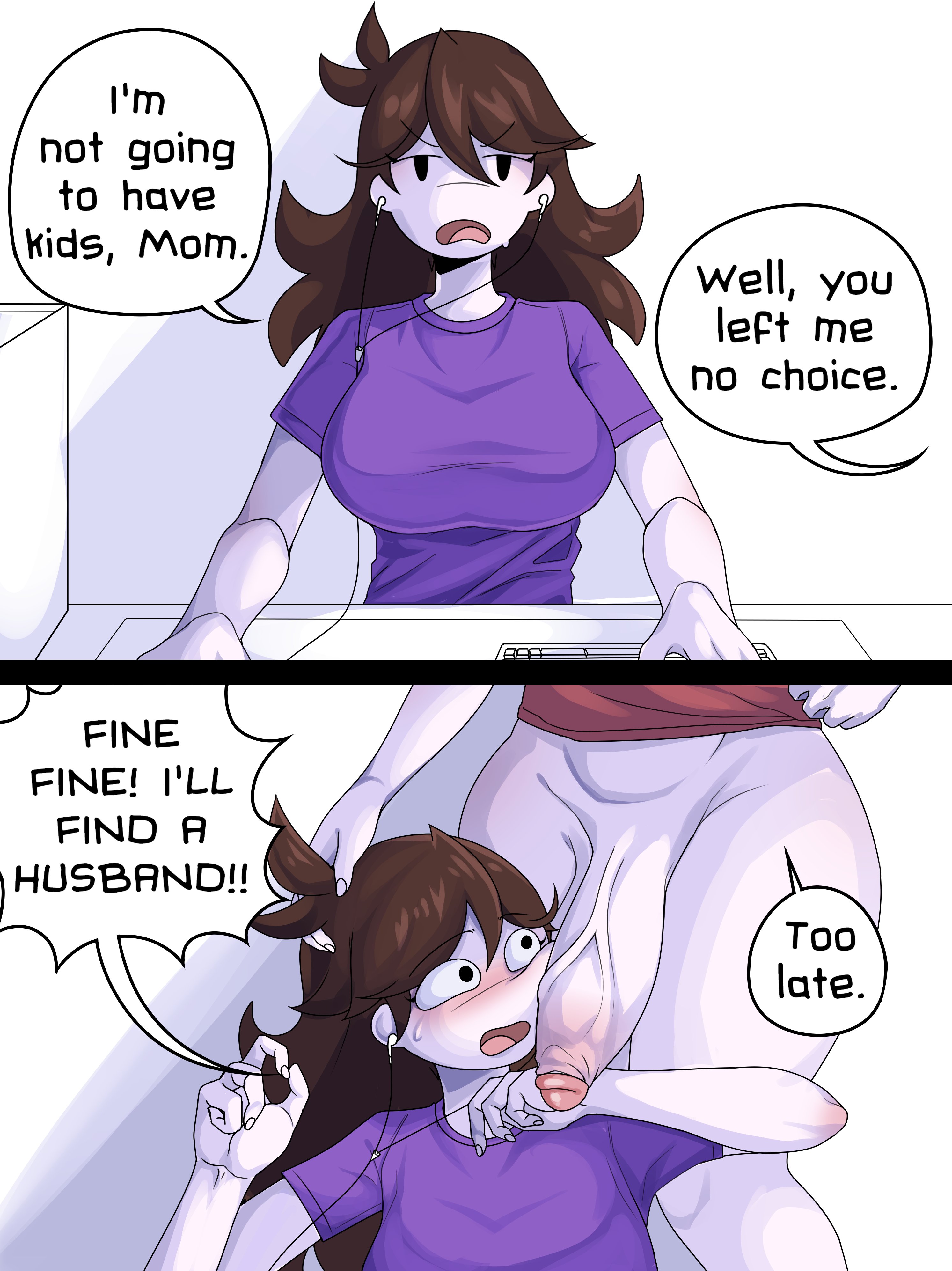 1futa, 1girls, 2 panel comic, 2026, 2d, 2d (artwork), ahoykoi, bangs, belly, big breasts, big cock, big penis, big thighs, black eyes, black hair, blush, blushing, blushing female, bottomless, bottomless futa, breasts, brown hair, cock, commission, curvaceous, curvy, curvy body, curvy female, curvy figure, daughter, dialogue, dick, english, english dialogue, english text, erect penis, erection, female, futa on female, futa with female, futanari, genitals, hair between eyes, hi res, highres, hourglass figure, imminent incest, imminent sex, incest, jaiden, jaiden animations, jaidenanimations, jaidens mom, koianimations, large breasts, long hair, midriff, mother, mother and daughter, parted bangs, penis, slim, slim waist, speech bubble, stomach, straight hair, text, thick thighs, thighs, two panel image, waist, white body, white skin, wide hips