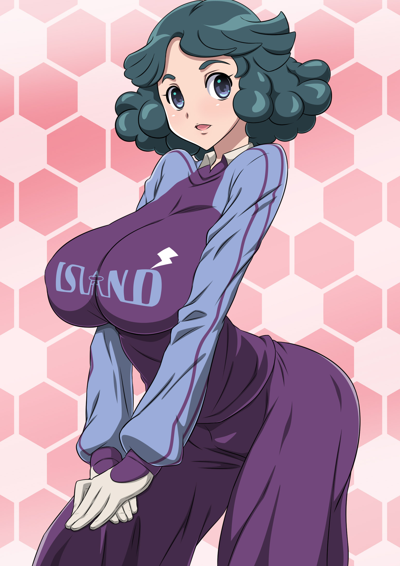 ass, big ass, big breasts, breasts, female, full body, fully clothed, green hair, inazuma eleven, inazuma eleven (series), sandra fischer, umihara norika