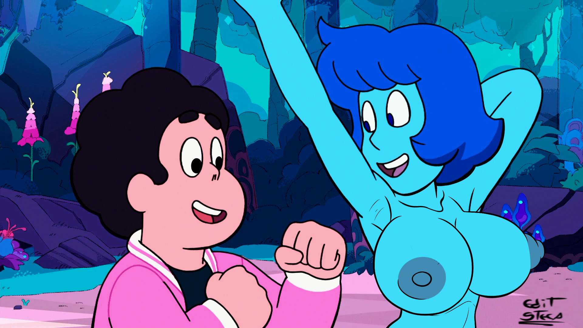 accurate art style, breasts, cartoon network, edit, edited, female, gem (species), lapis lazuli (steven universe), nude, nude female, screenshot edit, steca, steven quartz universe, steven universe, steven universe future, thelazyart, why so blue? (steven universe future)