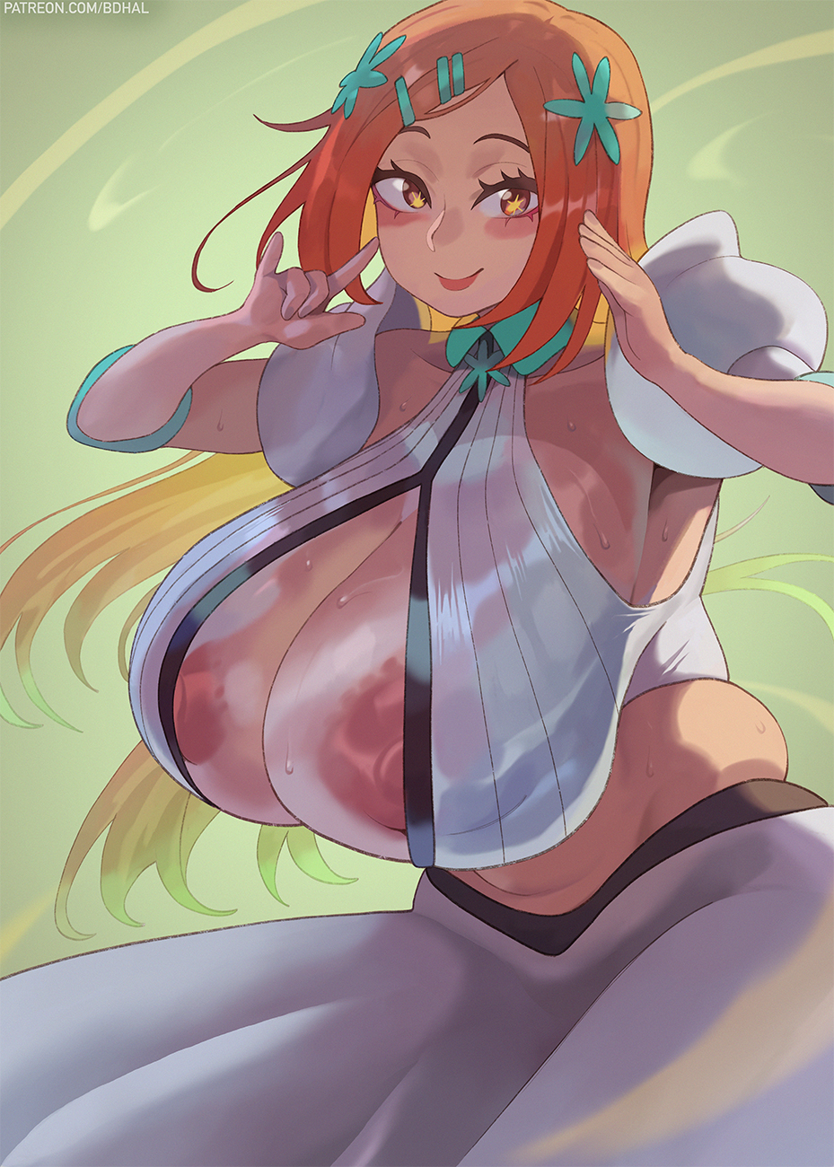 1girls, bleach, breasts, female, female focus, female only, freddyhalloween, inoue orihime, large breasts, light skin, light-skinned female, looking at viewer, solo, thick thighs, thighs, wahuku18, wide hips