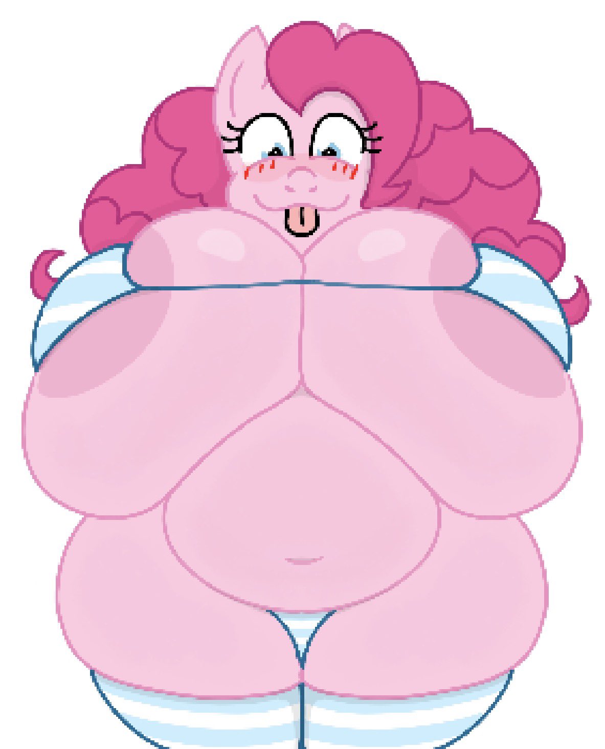 1girls, 2026, 2d, 2d (artwork), 2d artwork, anthro, areola, areolae, belly, big breasts, blue eyes, blush, blushing, blushing female, blushing profusely, bra, breasts, chubby, chubby female, digital art, digital drawing (artwork), digital media (artwork), equid, equine, female, friendship is magic, furry, furry female, hasbro, horse, horse girl, my little pony, my little pony friendship is magic, panties, pink hair, pink hair female, pink skin, pink-haired female, pinkie pie (mlp), pony, pony girl, solo, tagme, theslashfive, thicc, thick, thick thighs, thighhighs, tongue, tongue out