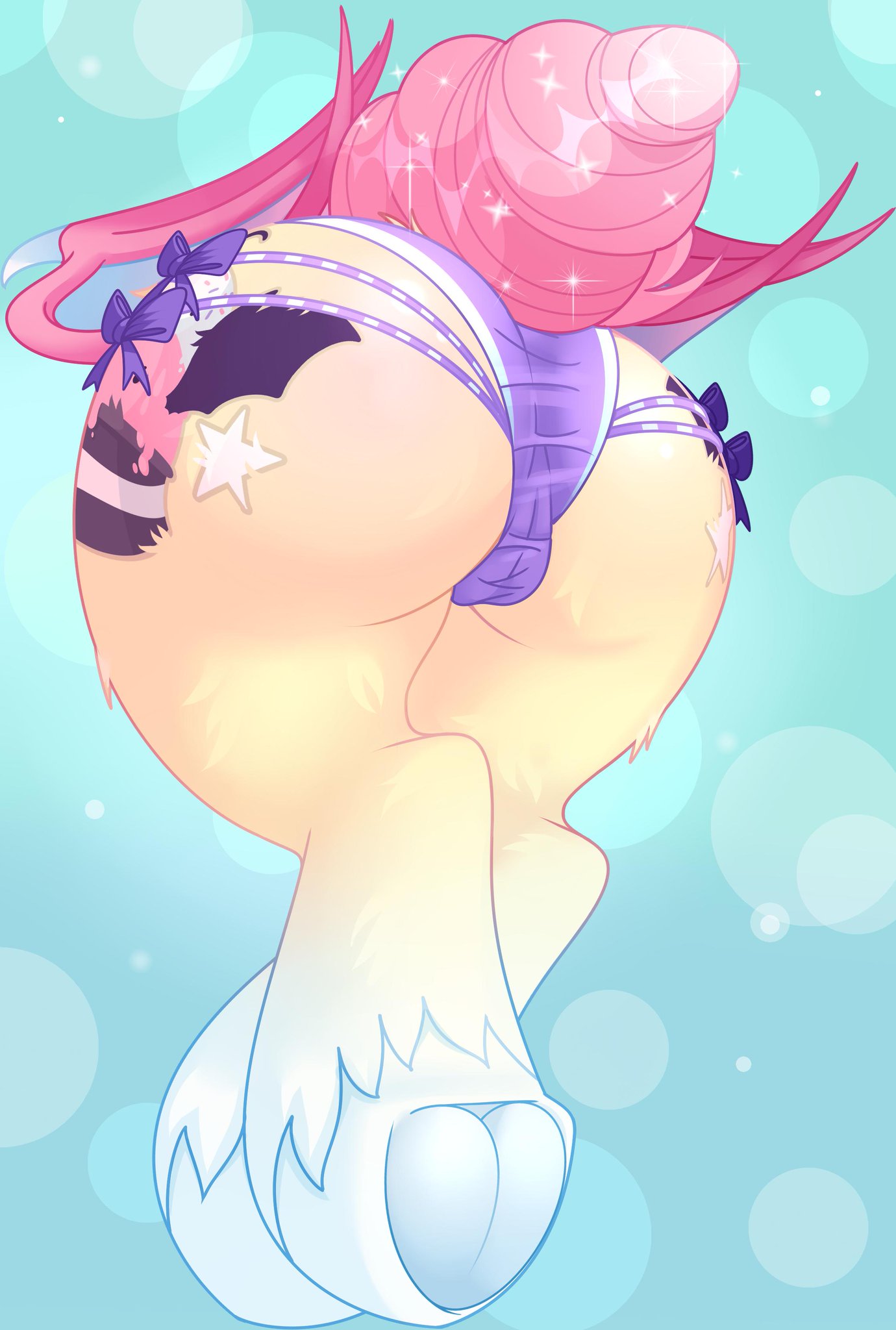 1girls ass cameltoe equine faceless_female fan_character female female_only furry hooves milkibee my_little_pony panties purple_panties rear_view simple_background solo sunset_sorbet underhoof