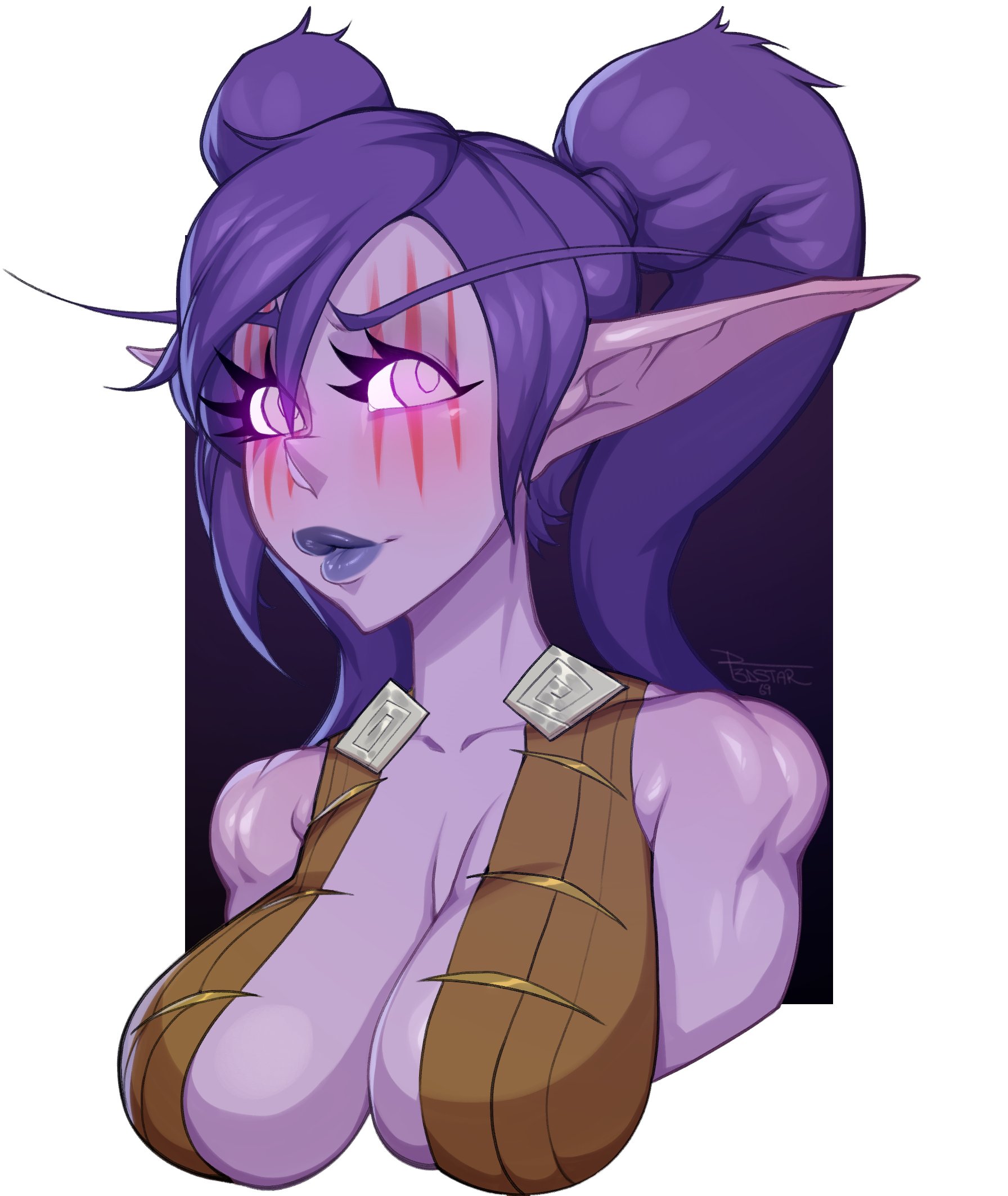 1girls, big breasts, breasts, cleavage, female, female only, large breasts, night elf, r3dstar, solo, world of warcraft