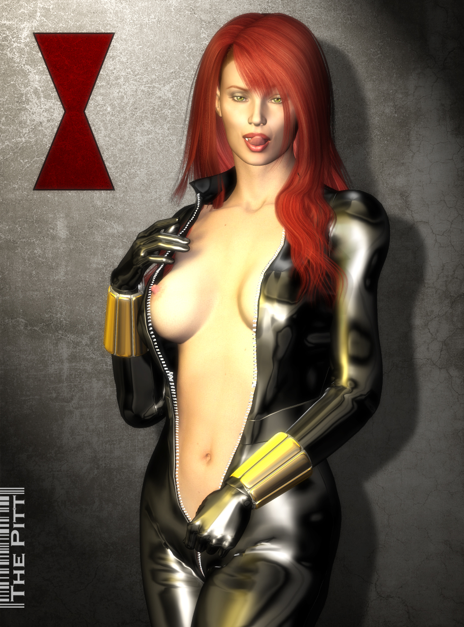 1girls 3d avengers black_widow_(marvel) bodysuit female female_only hero human human_only licking_lips light-skinned_female light_skin marvel marvel_comics natasha_romanoff naughty_face red_hair solo solo_female spy straight_hair superheroine the_pitt undressing unzipped unzipped_bodysuit