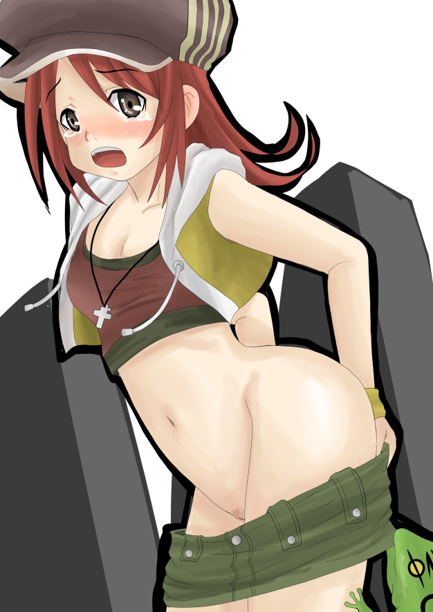 blush frog pointy_chin pubic_hair pussy red_hair shiki_misaki tear the_world_ends_with_you