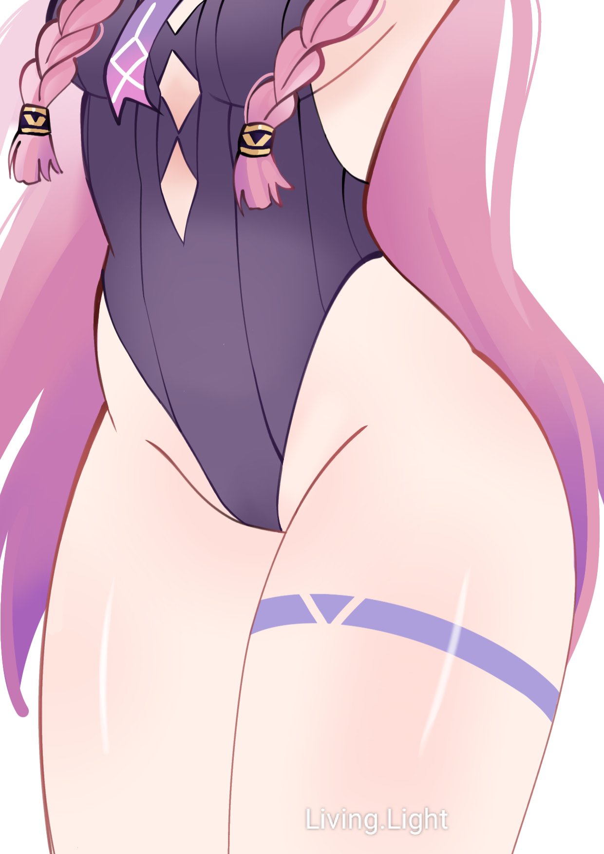 1girls, citlali (genshin impact), female, genshin impact, hungnguyen44022, light skin, light-skinned female, thick thighs, thighs, white background, wide hips