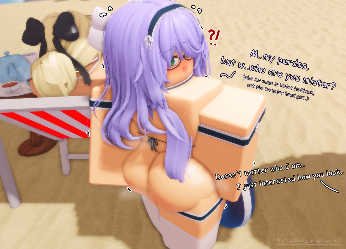 1boy, 1female, 1girls, 1male, 1male1female, 3d, 3d (artwork), 3d model, back view, background, big ass, dialogue, english text, female, kisarazu senh60, lavender hair, male, male/female, roblox, robloxian, shy, solo focus, source request, tagme, text, thick, thick ass, thick thighs, twitter, twitter username, worried, worried expression, worried look