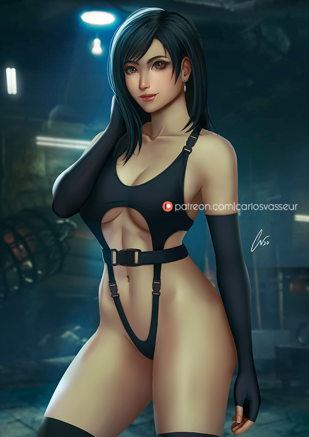 big_breasts brown_hair carlosvasseur female female_only final_fantasy final_fantasy_vii geravass long_hair solo solo_female solo_focus tifa_lockhart