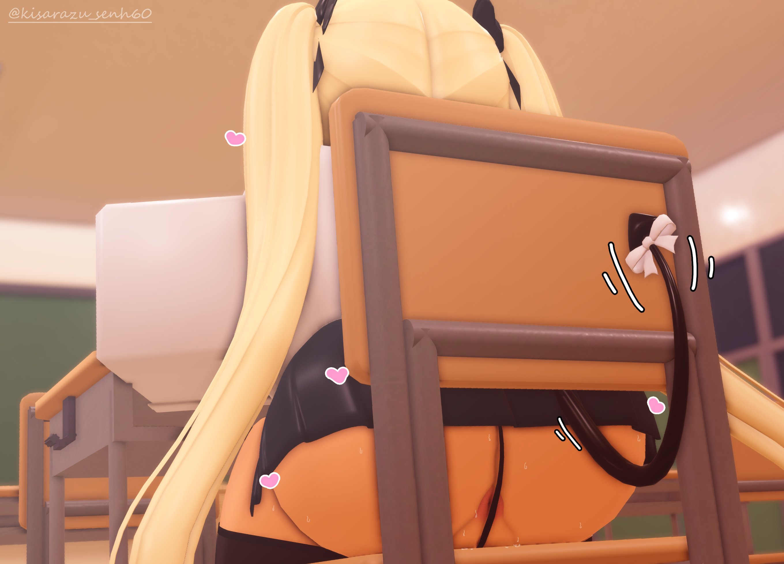 1girls, 3d, anus, anus peek, ass, behind view, big ass, blonde female, blonde hair, classroom, clothed, female, female focus, female only, functionally nude, indoors, kisarazu senh60, lingerie panties, pig tail, pig tails, pov, roblox, robloxian, school, school uniform, schoolgirl, schoolgirl uniform, short skirt, skirt, skirt up, source request, thick thighs, thighs, twin tails, twitter username, watermark