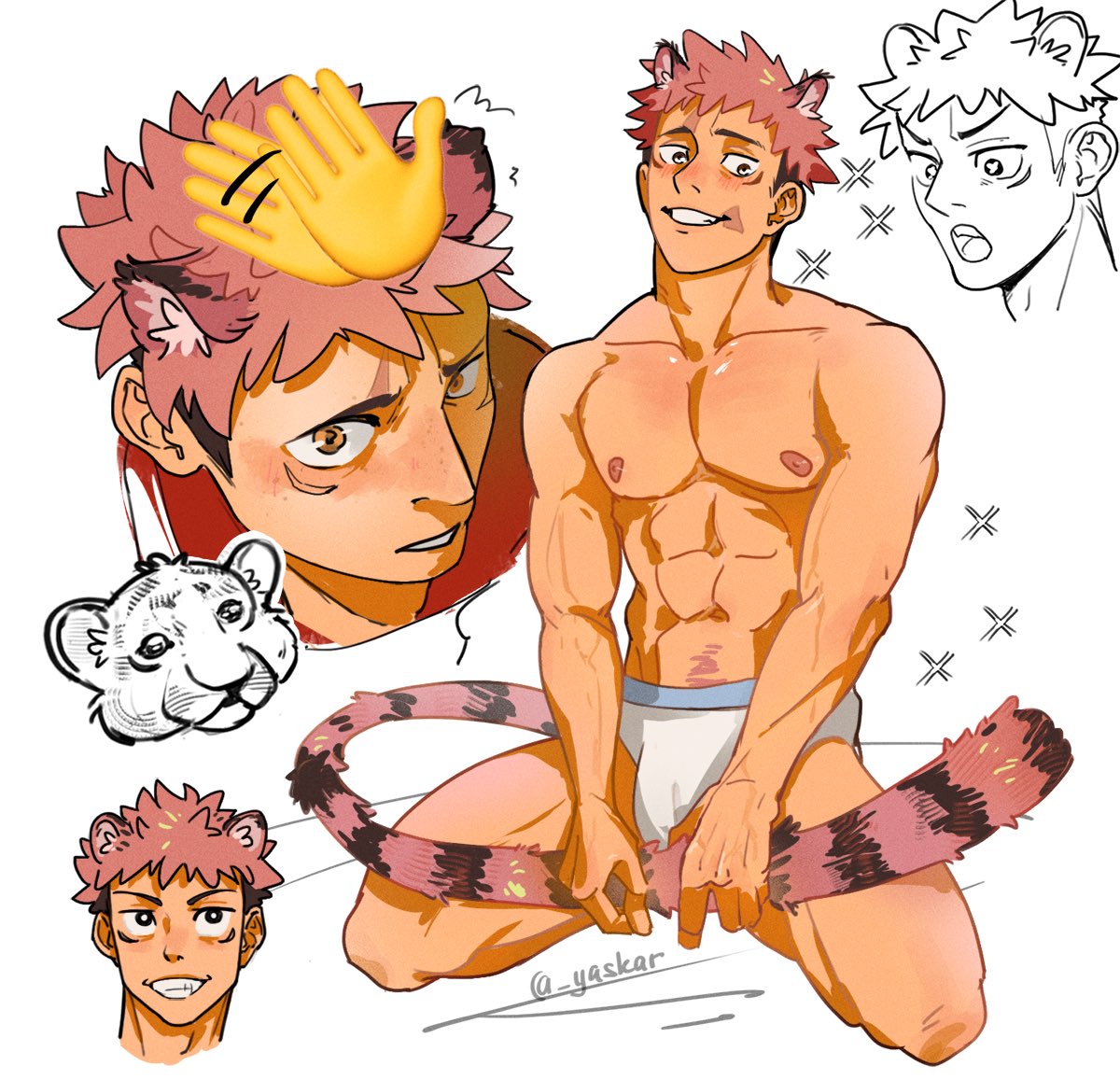  yaskar, bara, gay, itadori yuuji, jujutsu kaisen, male, male focus, male only, muscular, muscular male, yaoi