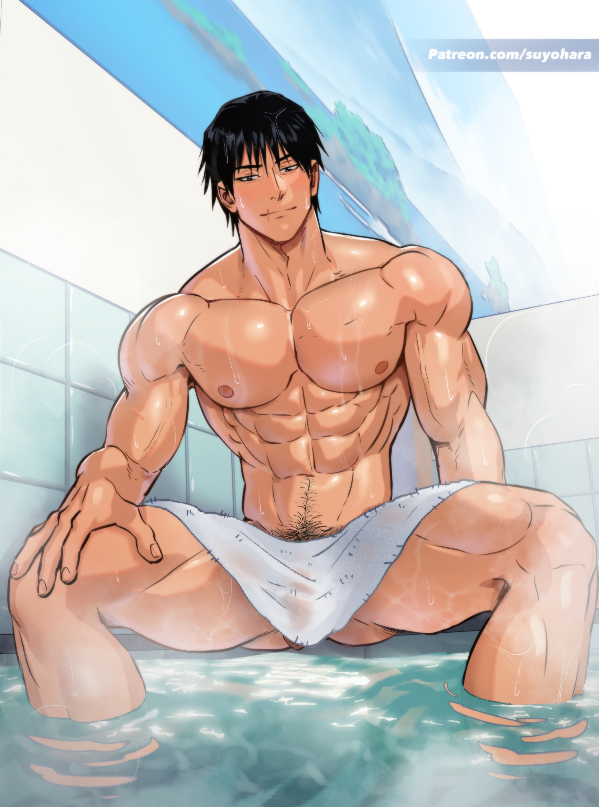 bara, gay, jujutsu kaisen, male, male focus, male only, muscular, muscular male, suyohara, toji fushiguro, yaoi