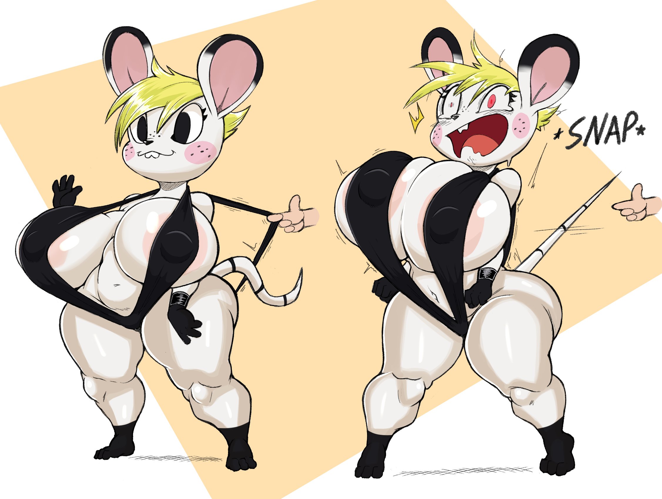 2020, animal crossing, anthro, ass, bella (animal crossing), big areola, big ass, big breasts, breasts, busty, cleavage, curvaceous, disembodied hand, female, female focus, female only, furry, huge breasts, mouse, nintendo, nipple bulge, nipples visible through clothing, purple yoshi draws, shortstack, sling bikini, thick thighs, thighs, voluptuous, wide hips