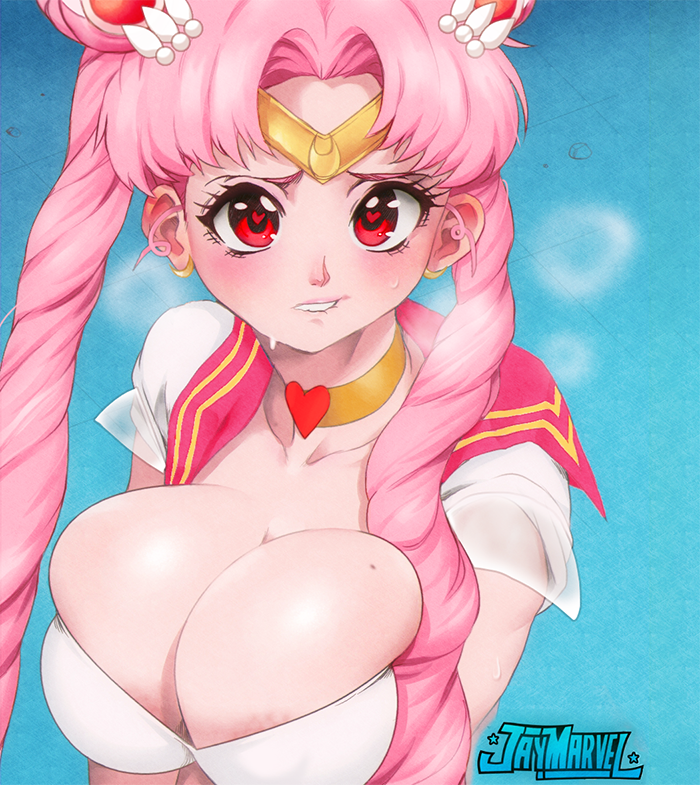 1girls aged_up areola_slip areolae bangs beauty_mark big_breasts big_eyes bishoujo_senshi_sailor_moon biting_lip blush breast_enlargement breast_growth breast_squeeze breasts breasts_out breasts_out_of_clothes breasts_pressed_together breath bulging_breasts bulging_nipples chibi_usa choker cleavage clothing collar cute cute_face earrings edit edit_by_jae edited favorite female female_only hair_bun hair_buns hair_ornament heart-shaped_pupils heart_eyes hot_breath huge_breasts jay-marvel jewelry large_areolae large_breasts leotard lip_biting long_hair looking_at_viewer meme mole mole_on_breast nervous older pink_hair red_eyes sailor_chibi_moon sailor_collar sailor_fuku sailor_moon_redraw_challenge schoolgirl solo steam sweat tiara tight_clothing twintails uniform visible_breath young