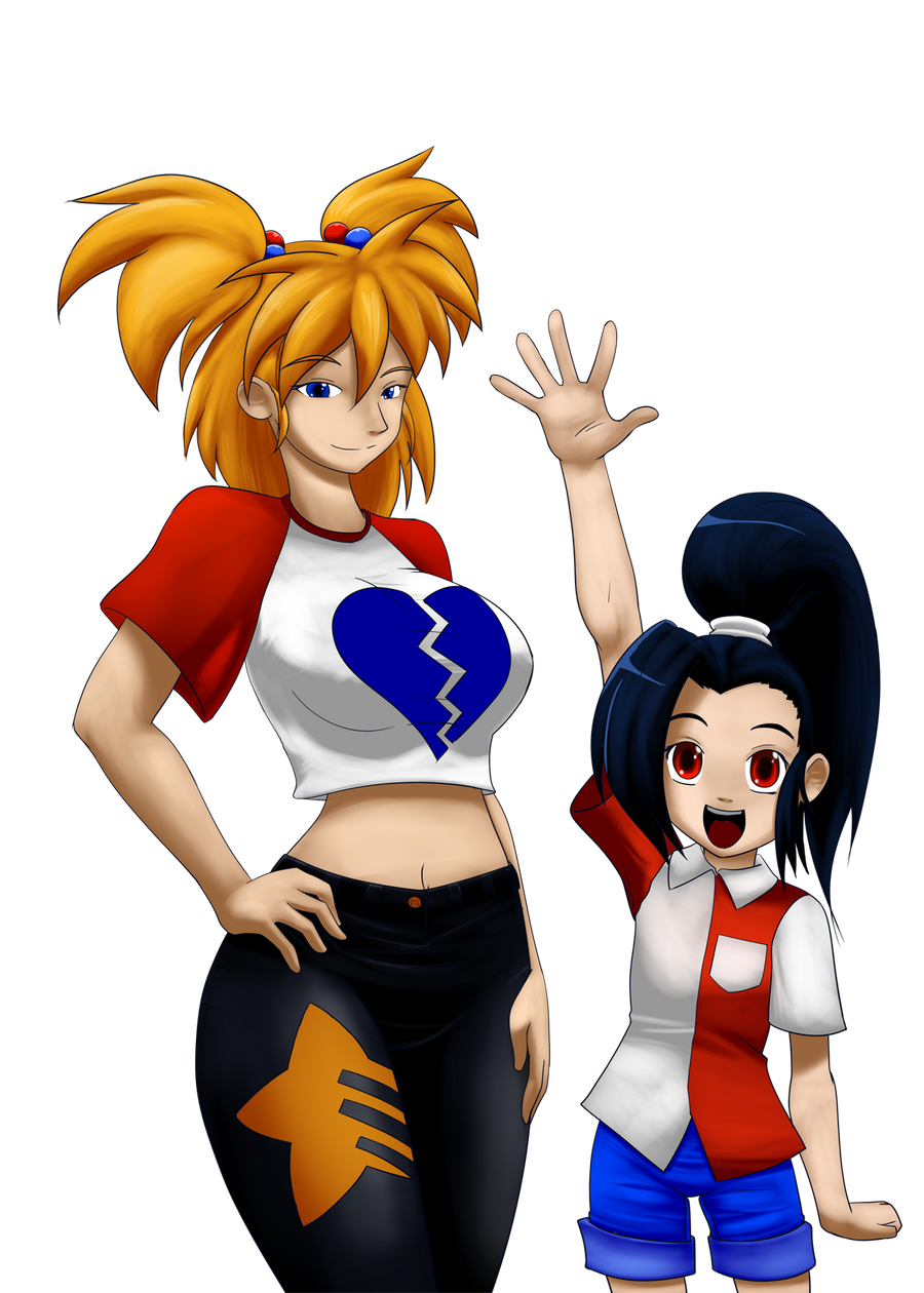 2girls akiko_(kojiro-brushard) attribute_theft body_swap female female_only kojiro-brushard multiple_girls original original_character transparent_background wynn_(kojiro-brushard)