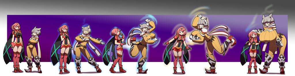 2girls attribute_theft breast_expansion female female_only growth kojiro-brushard multiple_girls nia nintendo pyra shrinking xenoblade_(series) xenoblade_chronicles_2