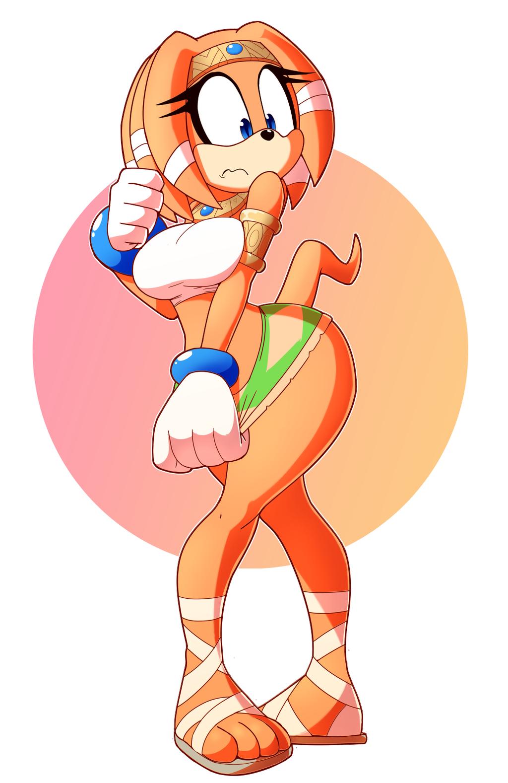 1girls blue_eyes breasts female female_only kojiro-brushard orange_fur sega solo solo_female sonic_(series) sonic_adventure tikal_the_echidna wide_hips