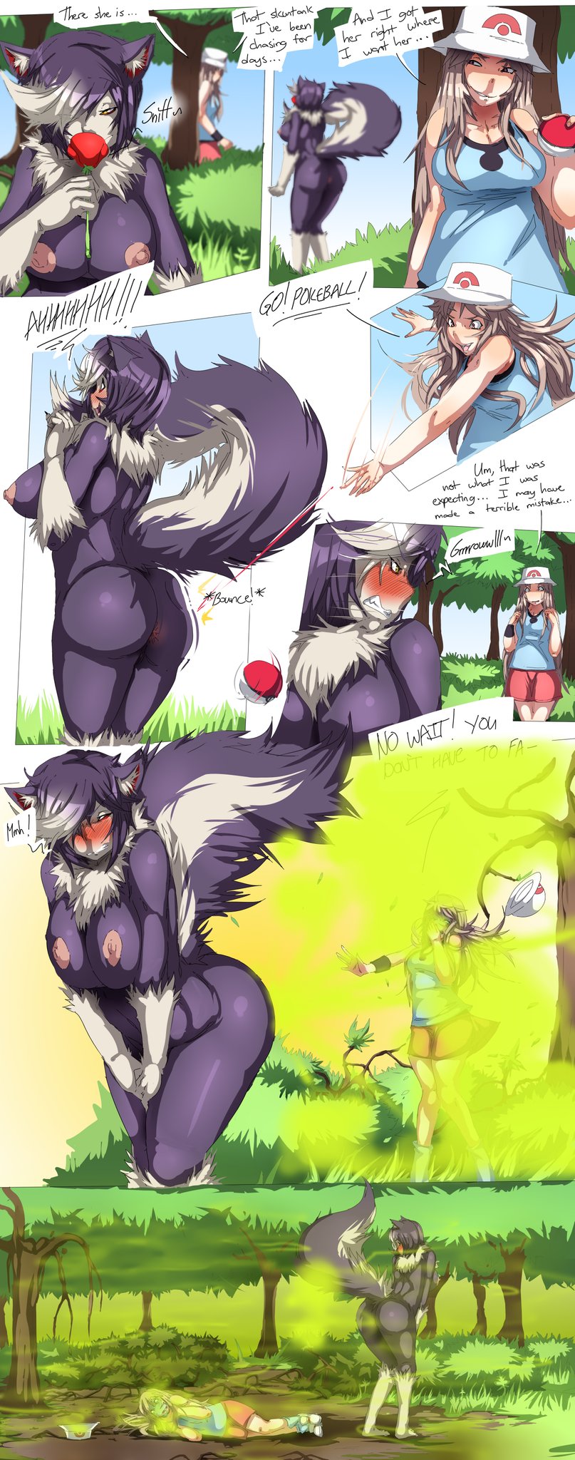 2girls bare_breasts dead_tree excessive_fart fart fart_everywhere fart_explosion fart_fetish fart_torture farting furry human hyper_fart knocked_out lazei leaf_(pokemon) lingering_stench naked pokemon powerful_fart skunk skunk_girl skunk_tail skuntank skuntank_spray stench wilting_plants yuri