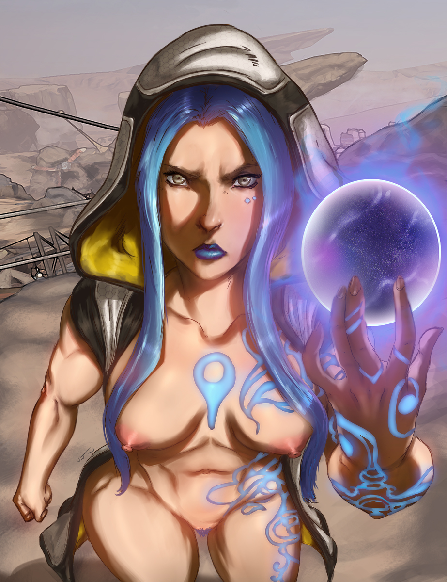 1girls areolae big_breasts blue_hair blue_lipstick borderlands borderlands_3 breasts female female_only gearbox_software large_breasts looking_at_viewer maya_(borderlands) nipples nude pussy solo ultamisia