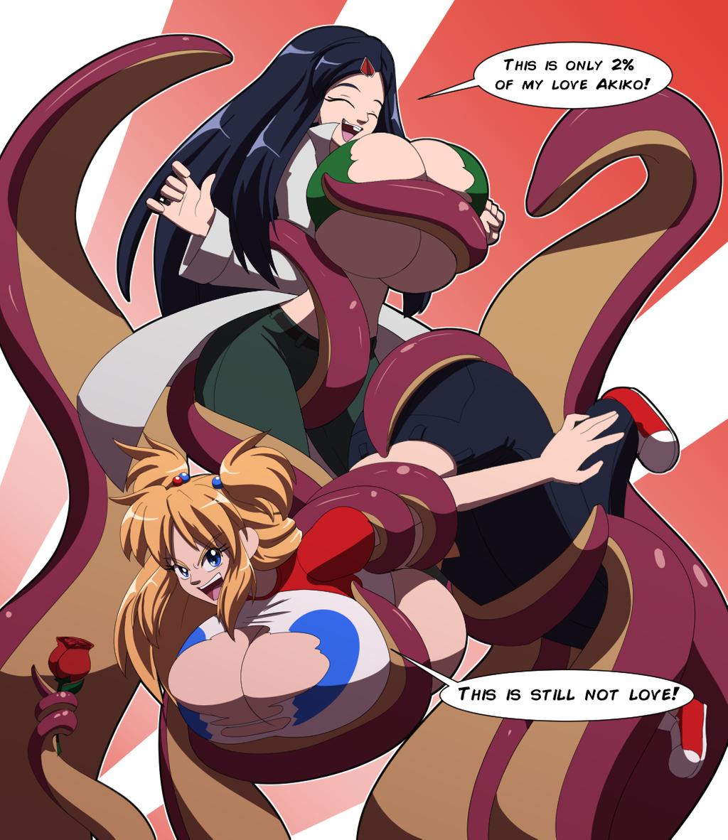 2girls breast_expansion female female_only kojiro-brushard multiple_girls original original_character tentacle tentacle_sex torn_clothes yuri