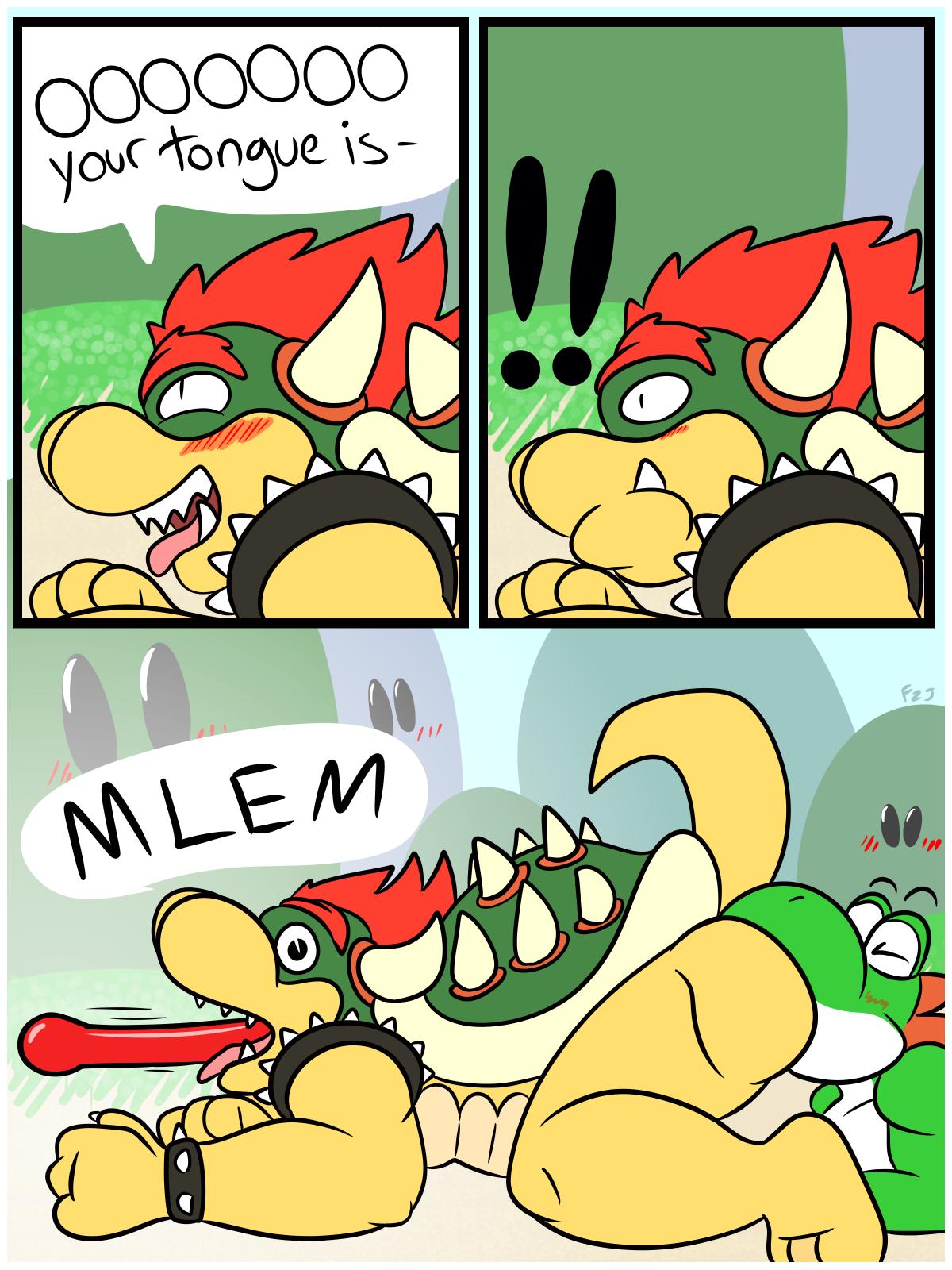 all the way through, anal, anthro, ass, blep, blush, bowser, closed eyes, comic, fizzyjay, furry, furry only, gay, green yoshi, humor, long tongue, male, male/male, mario (series), nintendo, oral, rimming, scales, sex, shell, spikes, super mario bros., tongue, tongue out, video games, wide eyed, yaoi, yoshi