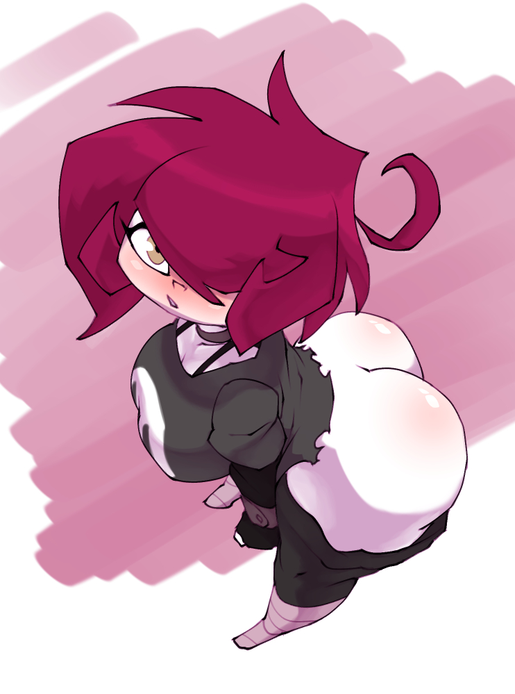 2018, aged up, ass, big ass, bigdad, blush, breasts, clothing, favorite, female, female focus, female only, footwear, gaz membrane, human, invader zim, looking at viewer, looking up, neckwear, nickelodeon, pale skin, ripped clothing, thicc gaz, thick thighs, thighs, wristwear