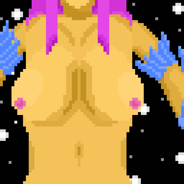 breasts close-up empress_of_light monster_girl naked nude orangej32 pink_nipples pixel_art terraria topless yellow_skin