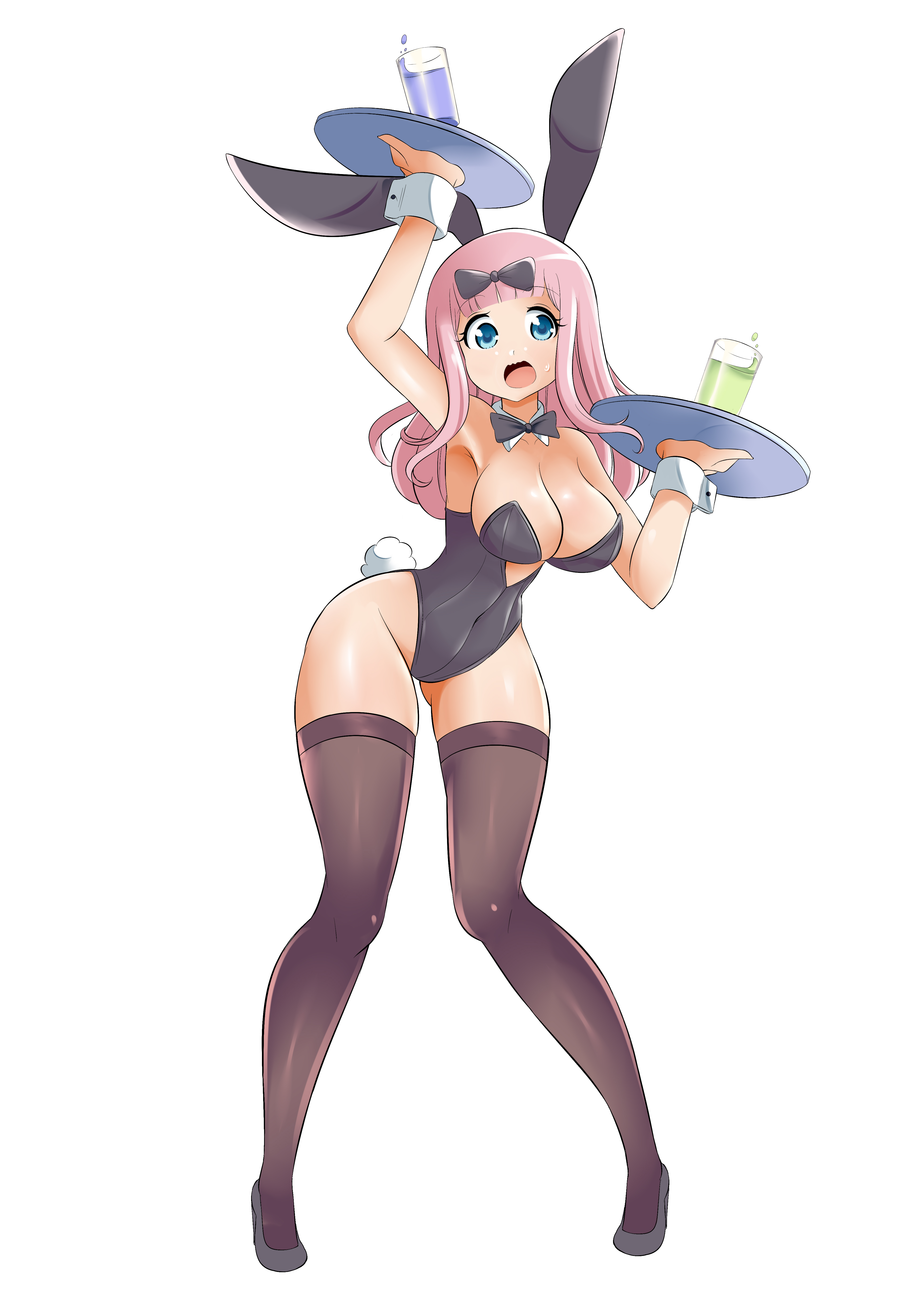 big breasts, blue eyes, breasts, bunny ears, bunny girl, bunnysuit, female, female only, fujiwara chika, kaguya-sama wa kokurasetai ~tensai-tachi no renai zunousen~, long hair, lucyfercomic, solo, solo female, solo focus