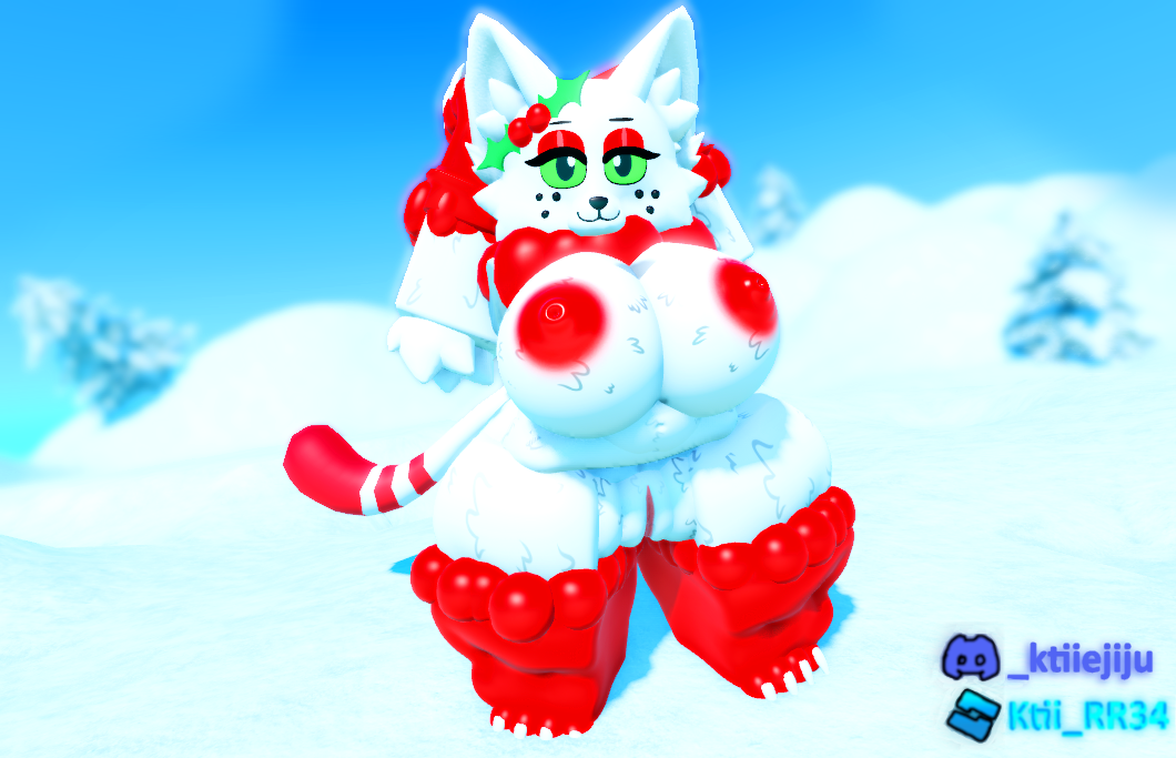 1girls 3d ass big_breasts body_fur breasts cat_tail christmas eyes feline female fur furry furry_female junipurr ktiiejiju_(artist) nails paws pose pussy red_nipples roblox robloxian tagme tail thick_ass thighs white_body