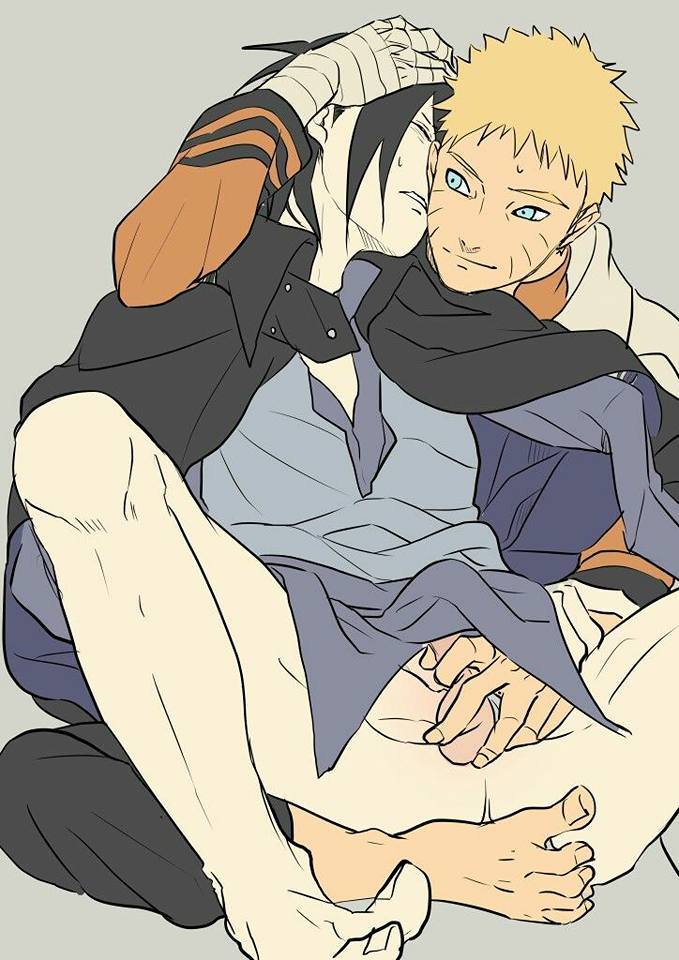 2boys, artist request, balls, barefoot, black hair, blonde hair, blue hair, boruto: naruto next generations, clothing, domination, feet, from behind, from behind position, gay, hand on head, handjob, holding penis, jacket, male, male only, male/male, naruto, naruto (series), no panties, penis, sasuke uchiha, sex, testicles, toes, uzumaki naruto, whisker markings, whiskers, yaoi
