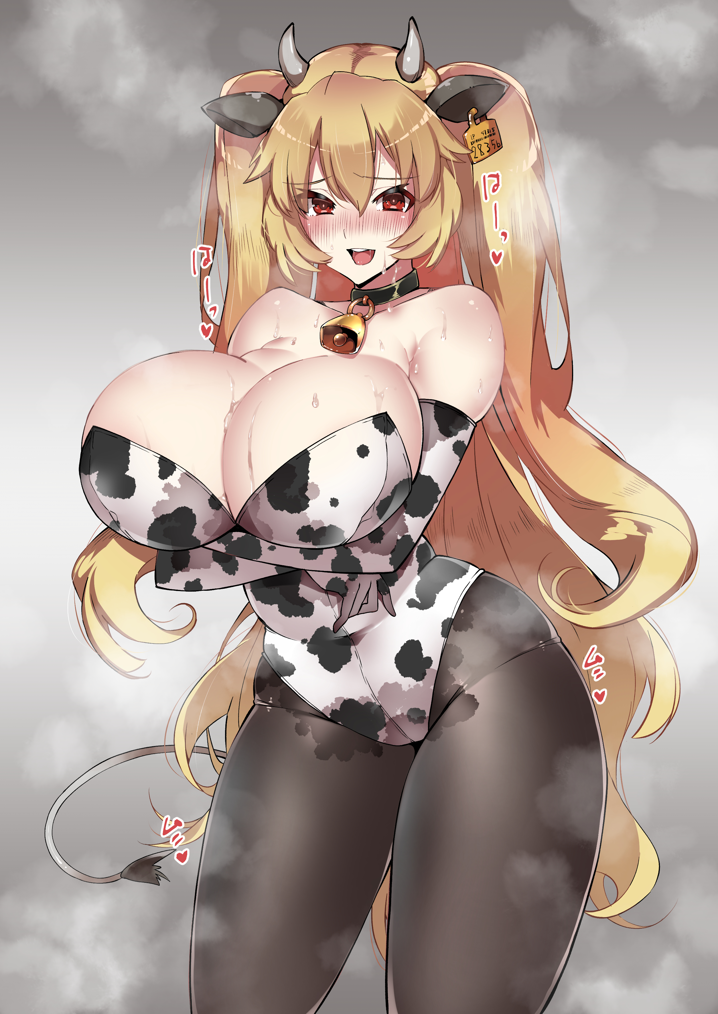 anne bonny (fate/grand order), big breasts, blonde hair, breasts, fate (series), fate/grand order, female, female only, kobo (cobo 0609), long hair, solo, solo female, solo focus, steaming body, sweat, sweat stain, twintails