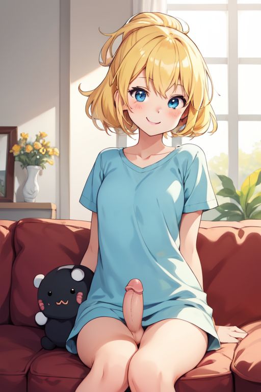 1futa 1girls ai_generated blonde_female blonde_hair blue_eyes casual casual_nudity dickgirl erection female_focus female_only futa_only futanari hentai jsmithy114 kawaii light-skinned_female light-skinned_futanari light_skin looking_at_viewer penis sitting smiling smiling_at_viewer stable_diffusion wa