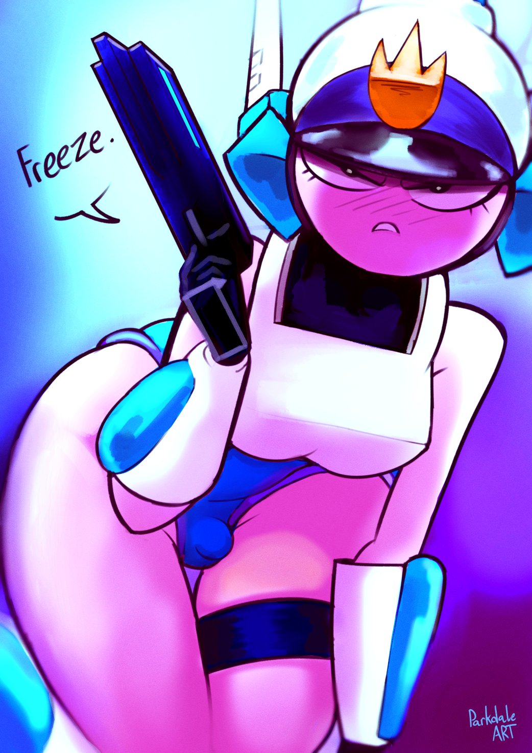 1futa, big ass, bulge, dialogue, futanari, leotard, light skin, light-skinned futa, medium breasts, mighty switch force, parkdale, patricia wagon, police, police uniform, small bulge, small penis, small penis futa, solo, solo futa, tagme, thick thighs, thighs, thin waist, wide hips