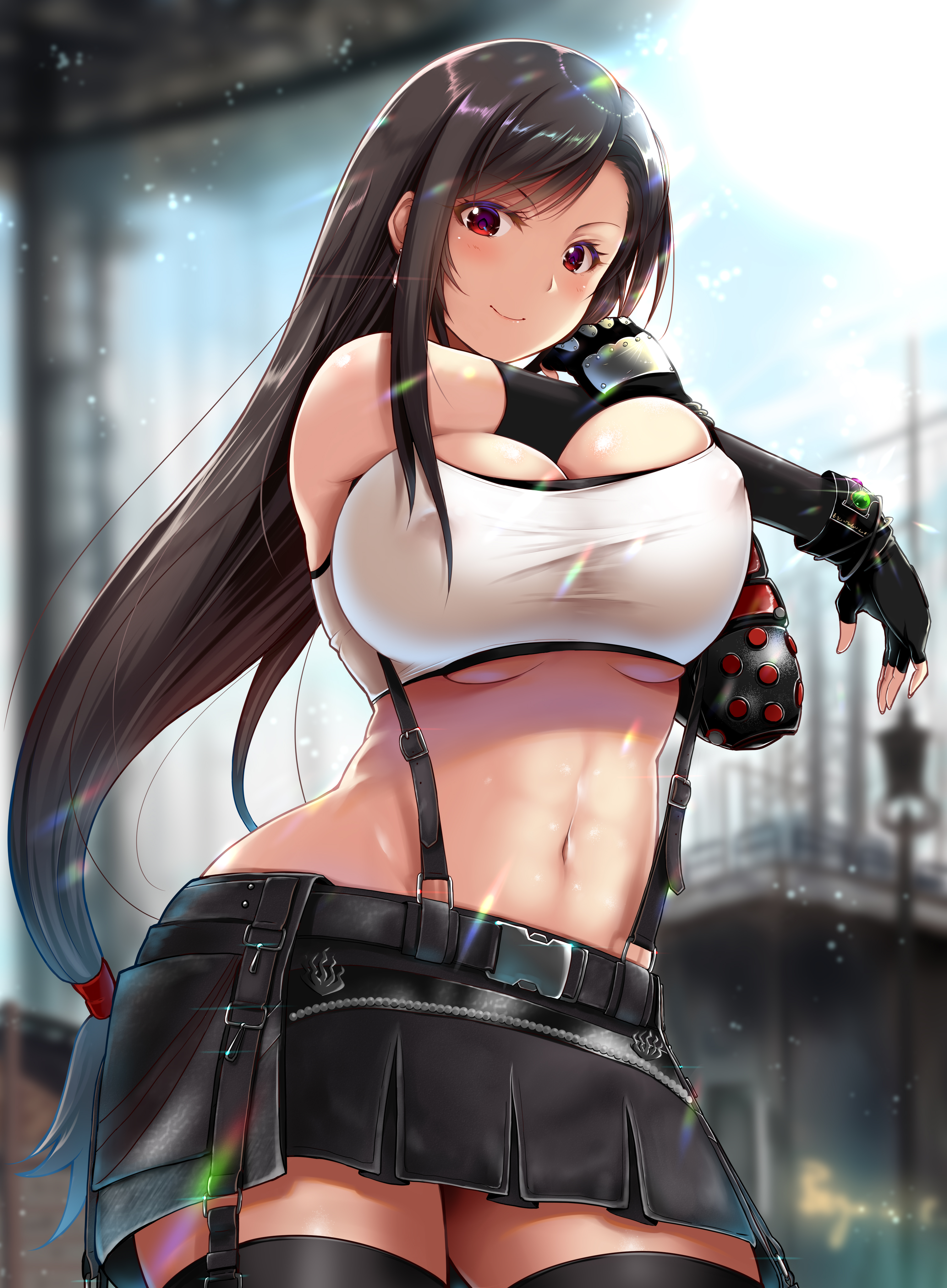 big breasts, breasts, brown eyes, brown hair, female, female only, final fantasy, final fantasy vii, long hair, solo, solo female, solo focus, square enix, tifa lockhart, yukimizore