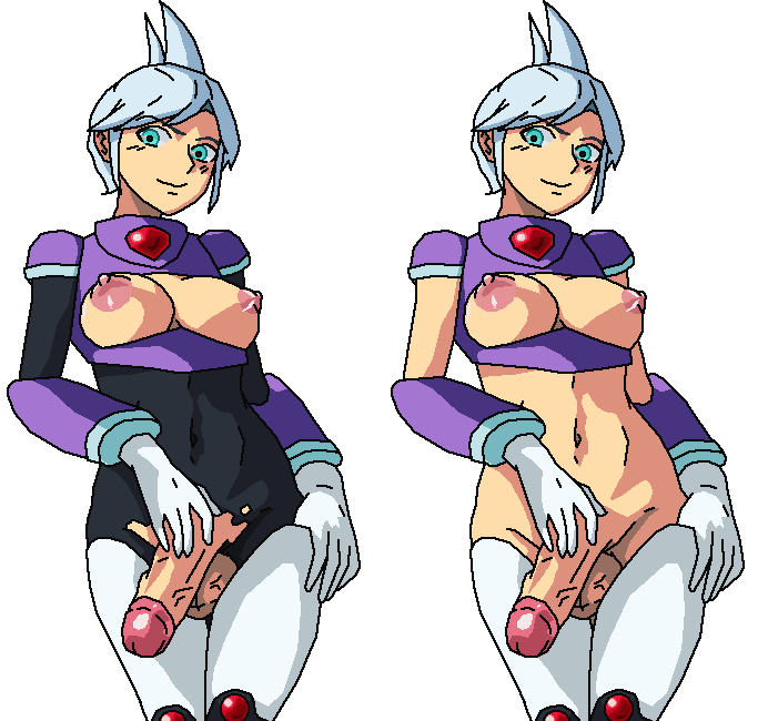 big_nipples blue_eyes female female_only futanari mega_man mega_man_x mega_man_x_corrupted synthia_(mega_man_x_corrupted) uncensored white_hair