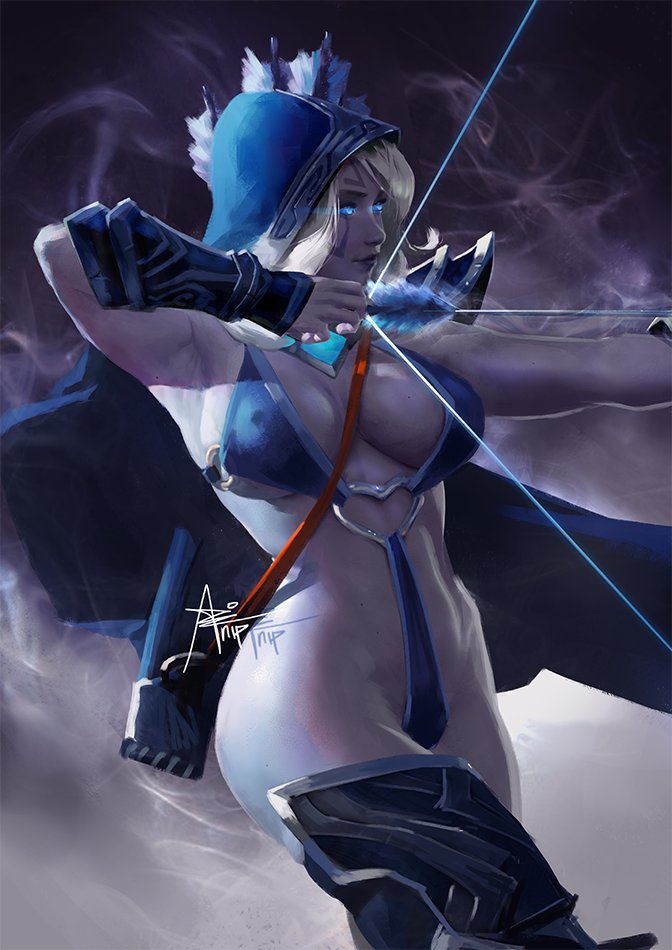 1girls action_pose archer archery arm_up armor armpit_crease armpits arrow artnip ass bare_hips big_ass blonde_hair blue_eyes bow bow_(weapon) bow_and_arrow bracelet breasts butt cape cleavage clothing dota_2 drow_ranger erect_nipples erect_nipples_under_clothes face_markings female female_focus female_only glowing_eyes grey_hair hood long_hair micro_bikini nipple_bulge nipples_visible_through_clothing pose purple_skin quiver ranged_weapon smile solo solo_female solo_focus standing tagme thigh_boots video_games weapon wide_hips