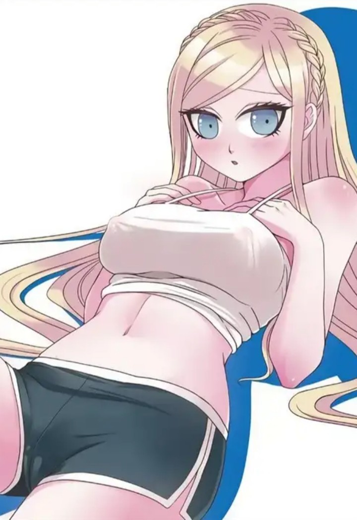artist request, blonde hair, blue eyes, blush, danganronpa, danganronpa 2: goodbye despair, gym uniform, shy, sonia nevermind, straight hair