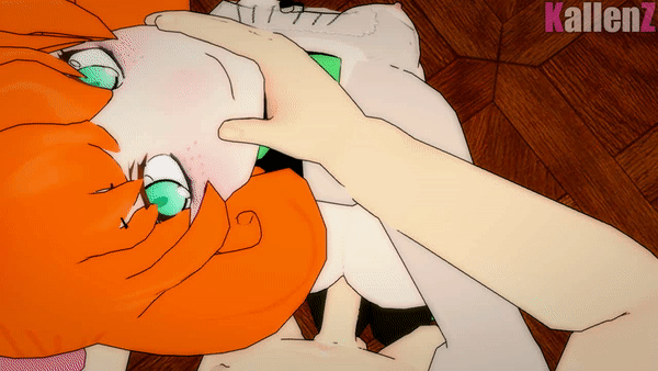 3d, ambiguous penetration, android, animated, breasts, chin grab, eye contact, female, from behind, green eyes, gynoid, kallenz, looking at viewer, male, penny polendina, robot girl, rwby, sex