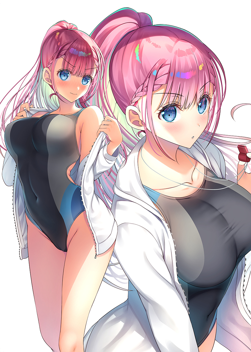 asahina_hikage big_breasts blue_eyes bokutachi_wa_benkyou_ga_dekinai female female_only kirisu_mafuyu_(bokuben) long_hair mature_female nipples pink_hair slq solo solo_female solo_focus