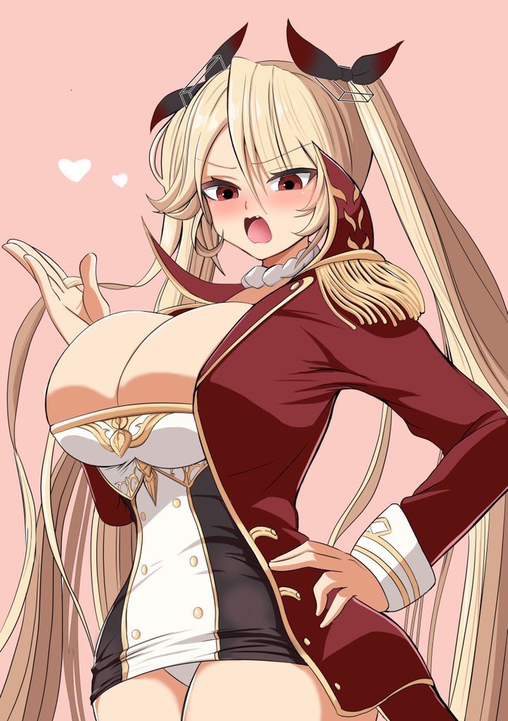 azur_lane big_breasts blonde_hair female female_only kazenoyobou long_hair nelson_(azur_lane) red_eyes solo solo_female solo_focus twintails