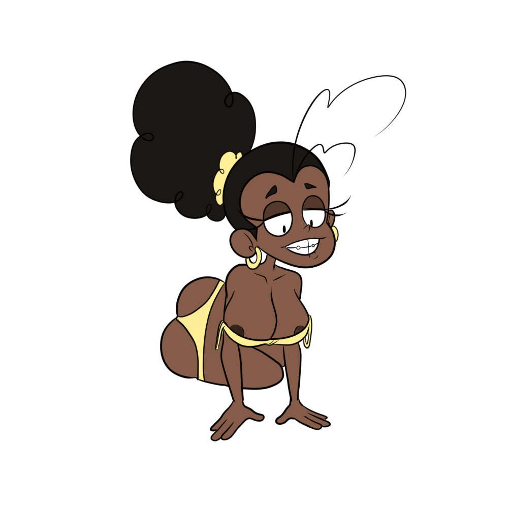 1girls areola areolae ass big_breasts bikini black_hair bluan breasts dark-skinned_female dark_skin female female_only large_breasts luan_loud nipple_slip nipples race_swap solo solo_female solo_focus straight_hair the_loud_house thighs