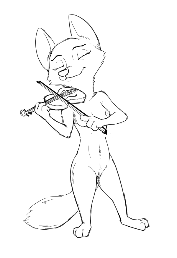 2020 anthro arctic_fox bowed_string_instrument breasts canid canine cheek_tuft closed_eyes disney facial_tuft female fox fur genitals holding_musical_instrument holding_object mammal musical_instrument navel nipples nude playing_music playing_violin pussy simple_background skye_(zootopia) small_breasts smile solo standing string_instrument tggeko tuft violin white_background zootopia