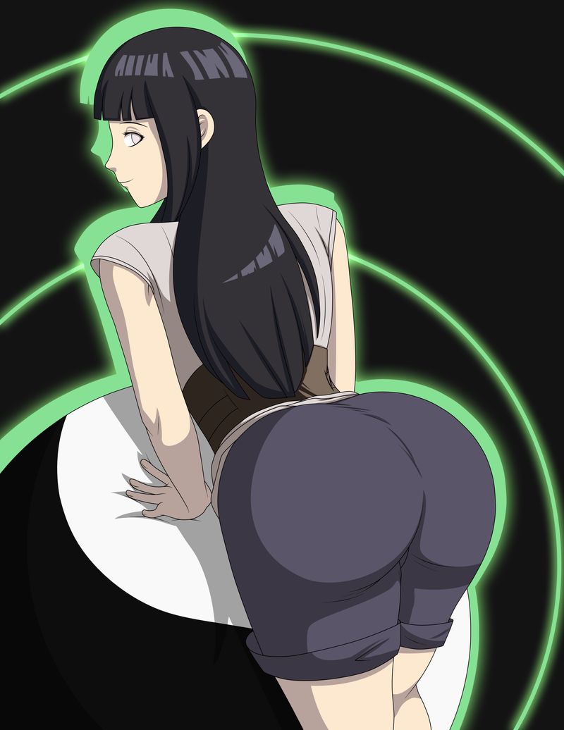 1girls, ass, behind view, bent over, big ass, black hair, bubble ass, bubble butt, clothed, clothed female, clothes, clothing, elmonais, exercise ball, female, female only, fully clothed, hyuuga hinata, long hair, looking at viewer, looking back, naruto, naruto (series), naruto: the last, pants, pose, posing, solo, solo female, solo focus, violet eyes