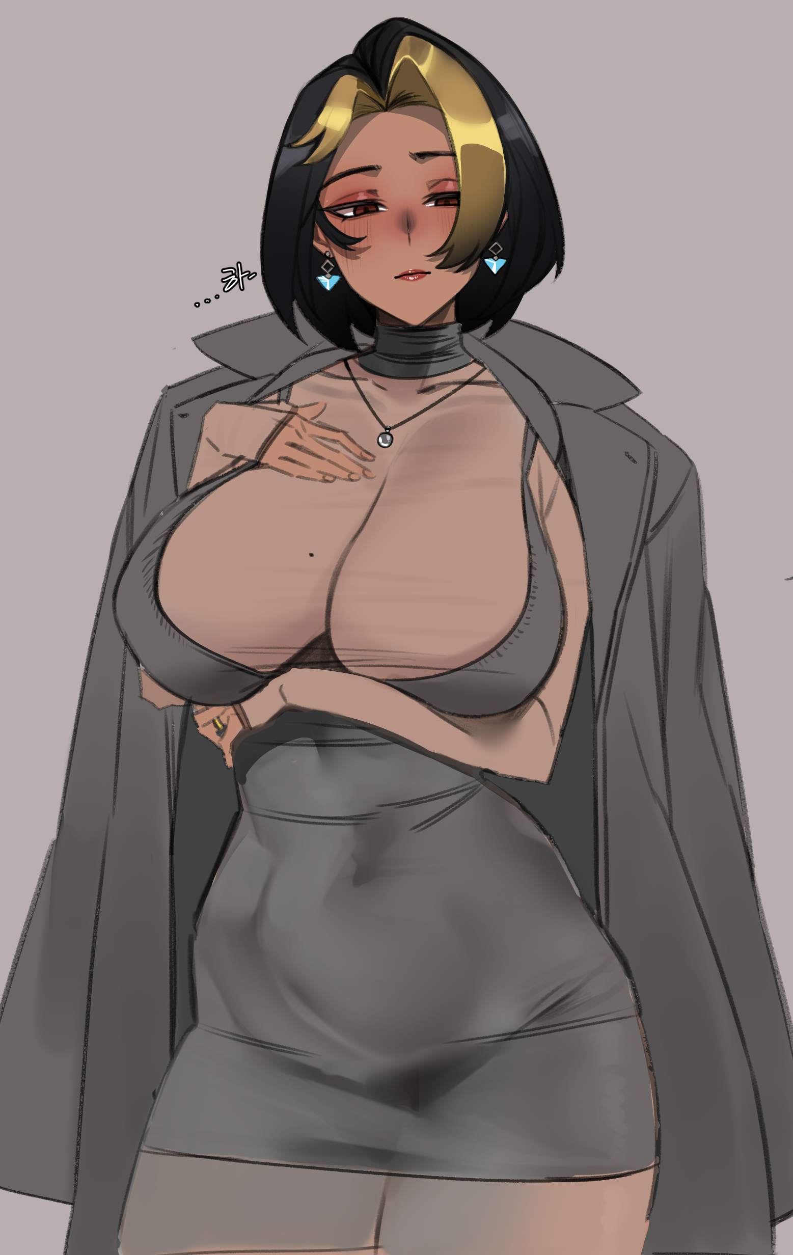 1girls, 2d, absurd res, breasts, dark skin, dark-skinned female, domina, female, female focus, female only, hi res, large breasts, looking at viewer, mature female, overwatch, rhlatm, solo, thick thighs, thighhighs, thighs, wide hips