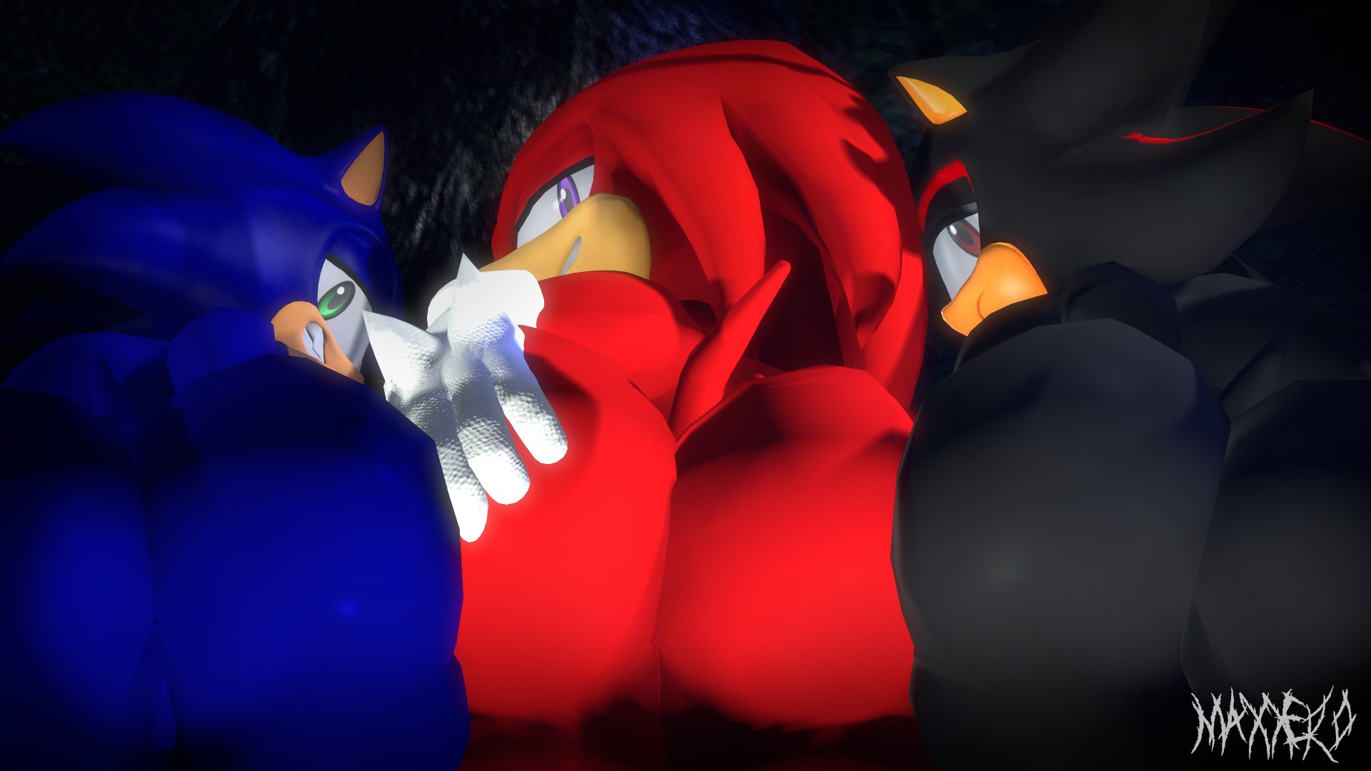 3boys, 3d, 3d (artwork), ass, ass focus, big ass, big butt, bubble ass, bubble butt, butt focus, fat ass, fat butt, gay, huge ass, huge butt, knuckles the echidna, large ass, large butt, male, male only, presenting, presenting ass, presenting butt, presenting hindquarters, shadow the hedgehog, sonic (series), sonic the hedgehog, sonic the hedgehog (series), thick ass, thick butt