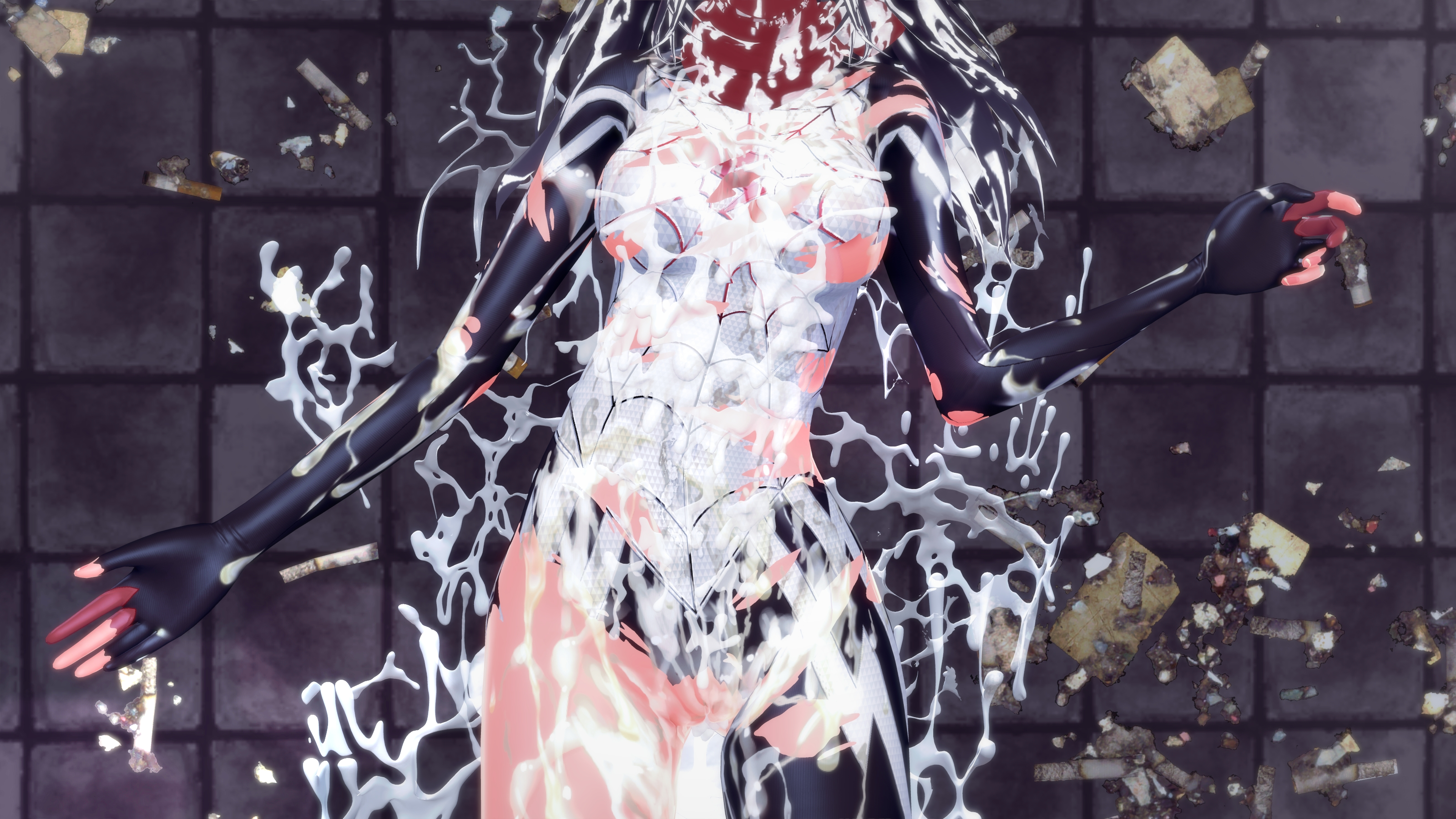 3d, after rape, asian, asian female, black hair, bobasooba, bodysuit, breasts, broken rape victim, bukkake, cindy moon, covered in cum, cum, cum in pussy, cum inside, heroine, instant loss, koikatsu, korean, korean female, lying on back, lying on ground, marvel, marvel comics, masked female, on back, on ground, rape, raped by enemy, raped superheroine, silk (marvel), spandex, spider-man (series), superhero costume, superheroine, uncensored